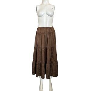 CP SHADES Sz S Bronze Crinkle Silk Tiered Maxi Skirt